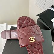 Chanel Burgundy Turnlock Gold Cc Logo Flats Quilted Sandals - 4