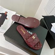 Chanel Burgundy Turnlock Gold Cc Logo Flats Quilted Sandals - 5