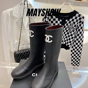 Chanel Black Caoutchouc High Boots