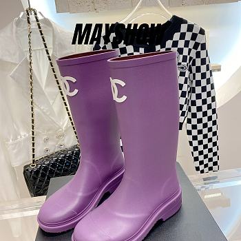 Chanel Purple Caoutchouc High Boots