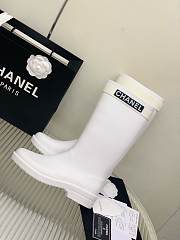 Chanel White Rain Rubber High Boots - 5