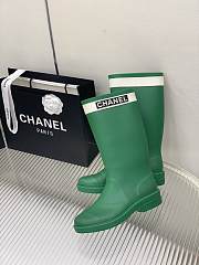 Chanel Green Rain Rubber High Boots - 2