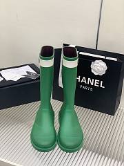 Chanel Green Rain Rubber High Boots - 3