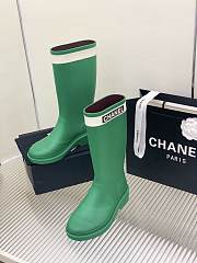 Chanel Green Rain Rubber High Boots - 4