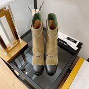 Chanel Brown Chain Plain Suede Block Boots - 4