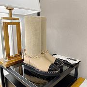 Chanel Beige Knit with Chain High Boots - 5