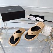 Chanel Beige Lambskin Padded Pool Thong Sandals - 5