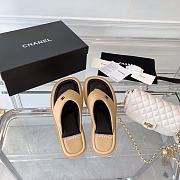 Chanel Beige Lambskin Padded Pool Thong Sandals - 2