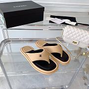 Chanel Beige Lambskin Padded Pool Thong Sandals - 4