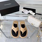 Chanel Beige Lambskin Padded Pool Thong Sandals - 3