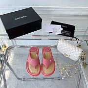 Chanel Pink Lambskin Padded Pool Thong Sandals - 5