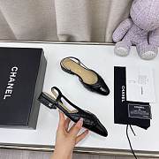 Chanel Black Quilted Lambskin Slingback Flats - 5