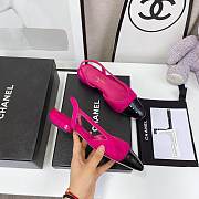 Chanel Pink Velvet Slingback Flats - 2