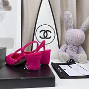 Chanel Pink Velvet Slingback Pumps - 4