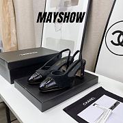 Chanel Black Velvet Slingback Pumps - 1