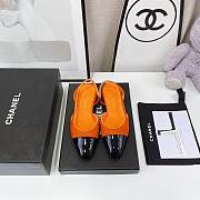 Chanel Orange Velvet Slingback Flats - 3