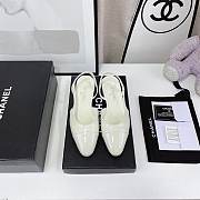 	 Chanel White Patent Slingback Flats - 5