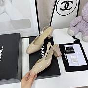 Chanel Beige Patent Slingback Pumps - 5