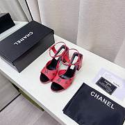 Chanel CC 65mm Heeled Sandal Pink Leather - 5