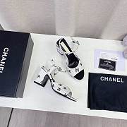 Chanel CC 65mm Heeled Sandal White Leather - 3