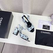 	 Chanel CC 65mm Heeled Sandal Blue Leather - 3