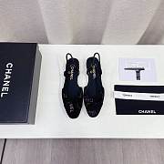 Chanel Black Denim Slingback Flats - 4