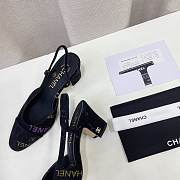 	 Chanel Black Denim Slingback Pumps - 3