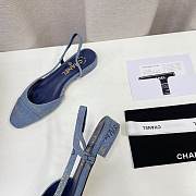 	 Chanel Blue Denim Slingback Flats - 3