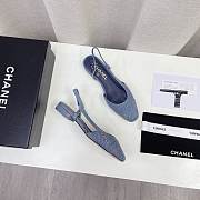 	 Chanel Blue Denim Slingback Flats - 4