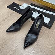 Chanel Black Lambskin Pearl Embellished Heel Pumps - 3