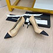 Chanel Beige Leather Pearl Heel Pumps - 5