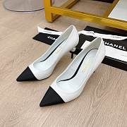 	 Chanel White Leather Pearl Heel Pumps - 3