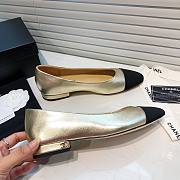 Chanel Light Gold Leather Black Toe Ballerinas - 4