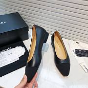 	 Chanel Black Leather Black Toe Ballerinas - 3