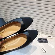 	 Chanel Black Leather Black Toe Ballerinas - 2