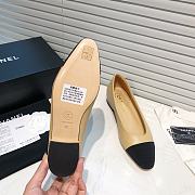 	 Chanel Beige Leather Black Toe Ballerinas - 4