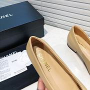 	 Chanel Beige Leather Black Toe Ballerinas - 5