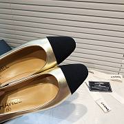 Chanel Light Gold Leather Black Toe Pumps - 4