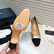 Chanel Light Gold Leather Black Toe Pumps - 5