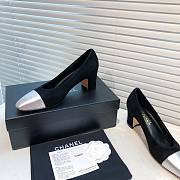 Chanel Black Velvet Silver Toe Pumps - 3