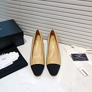 Chanel Beige Leather Black Toe Pumps - 3