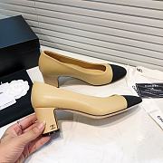 Chanel Beige Leather Black Toe Pumps - 4