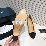 Chanel Beige Leather Black Toe Pumps - 5