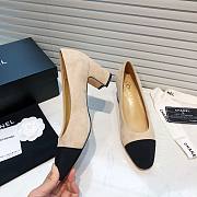 	 Chanel Beige Suede Black Toe Pumps - 5