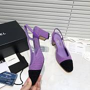 	 Chanel Purple Tweed Black Toe Slingback Pumps - 3