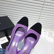 	 Chanel Purple Tweed Black Toe Slingback Pumps - 5