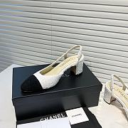 	 Chanel White Tweed Black Toe Slingback Pumps - 4