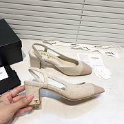 	 Chanel Beige Tweed Beige Toe Slingback Pumps - 3