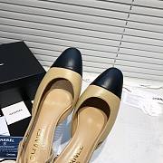 	 Chanel Beige Leather Black Leather Toe Slingback Pumps - 2