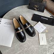 Chanel Logo Chain Black Leather Loafers - 4